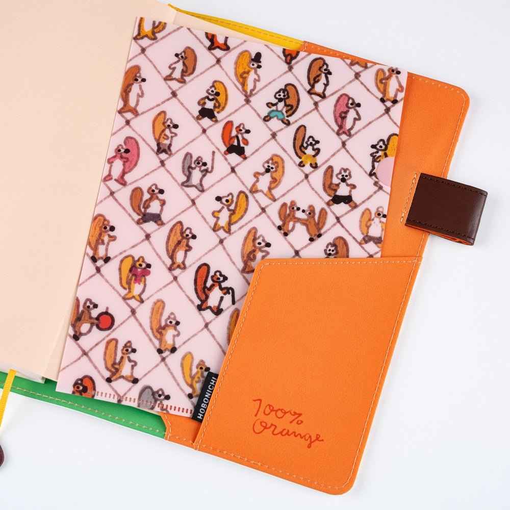 100%ORANGE: Hobonichi Folder Set of 2 for A5 Size - Squirrel Squadron