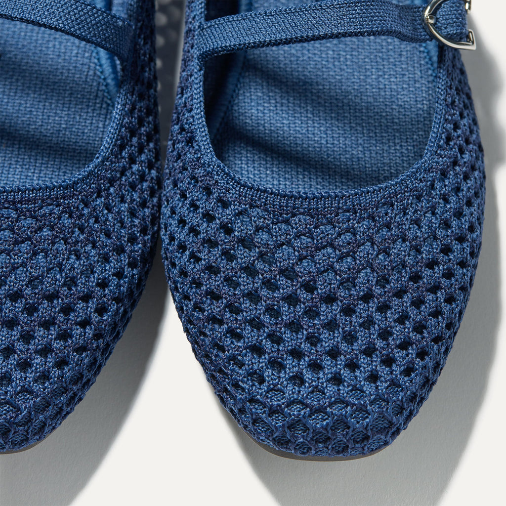 The Double Buckle Mary Jane - Blue Mesh