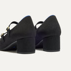 The Double Buckle Mary Jane Heel - Black