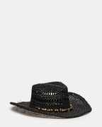 LEI BEADED TRIM WESTERN HAT BLACK