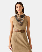 WAVY SHIMMER SQUARE SCARF NEUTRAL