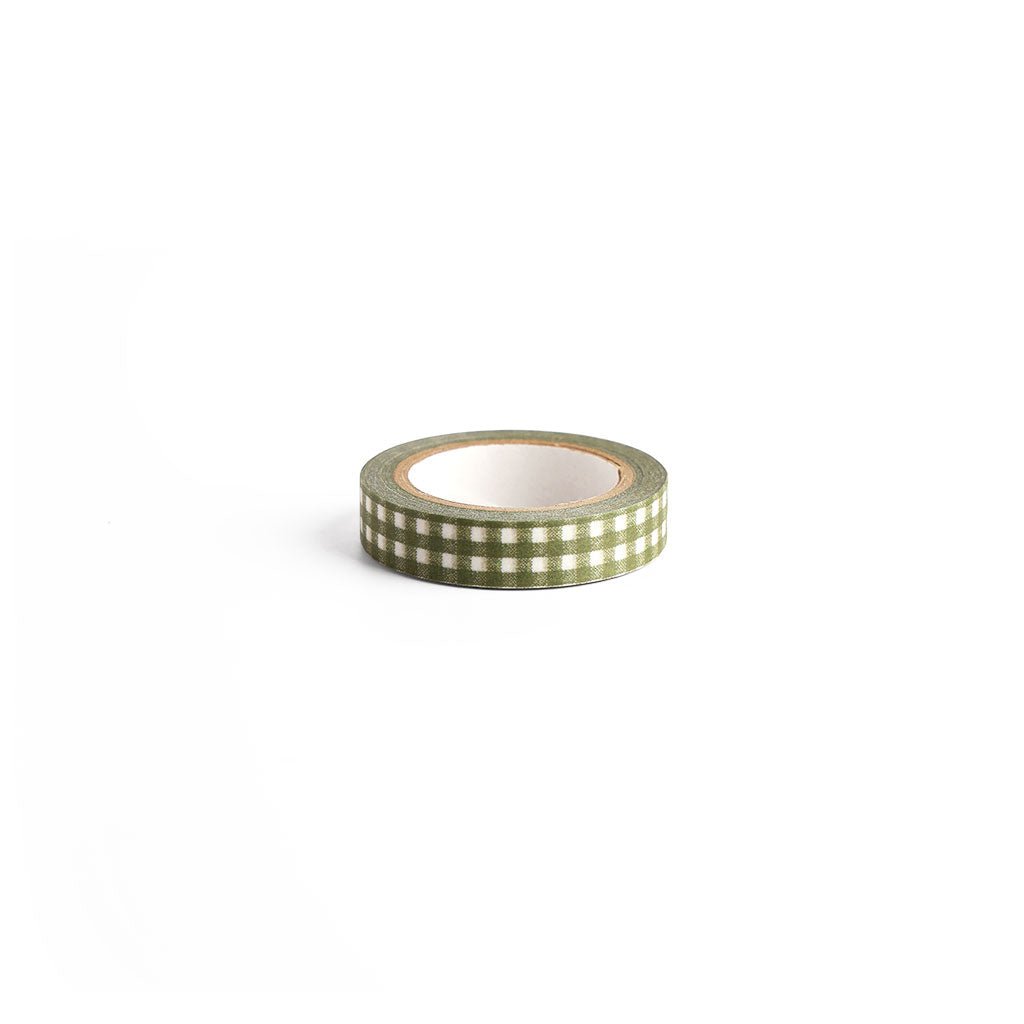 Gingham Washi Tape - Khaki Green - Famous | Online Store