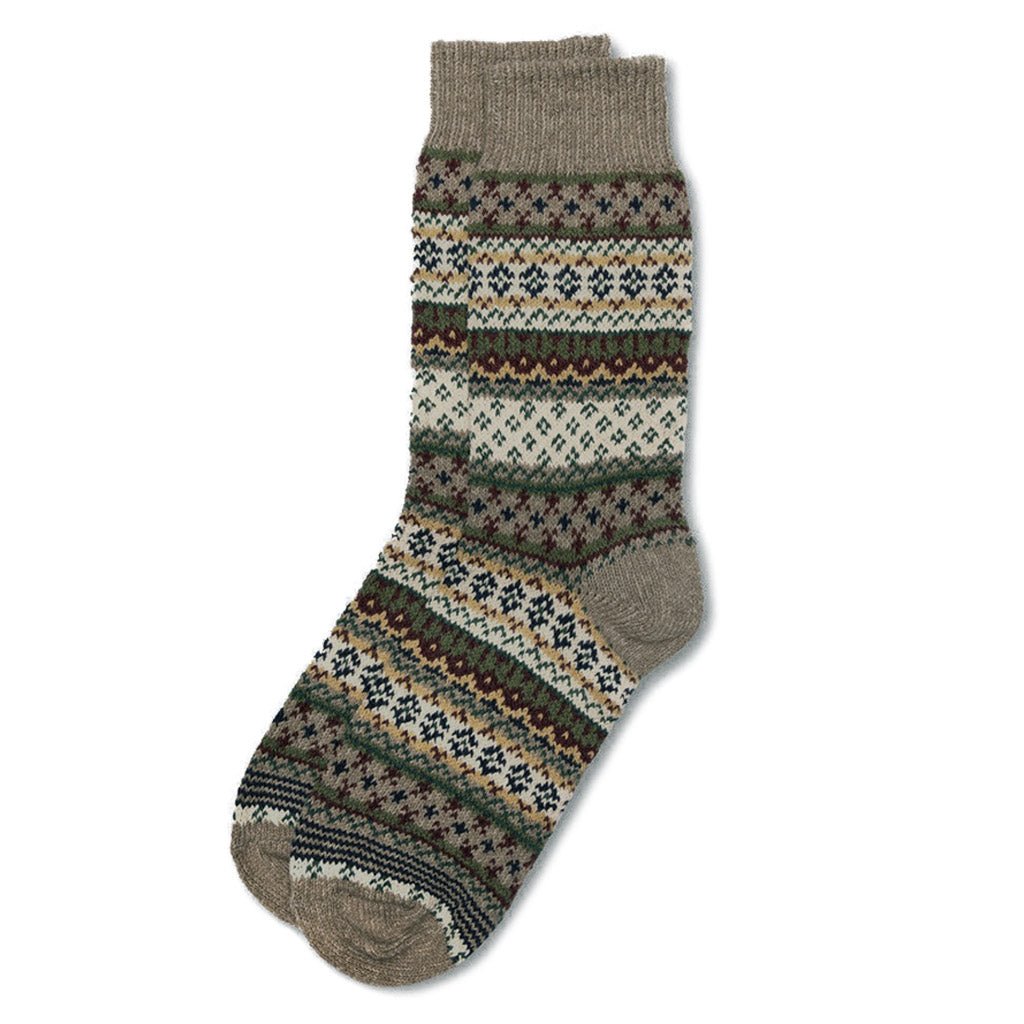 Cotton Fair Isle Crew Socks - Famous | Online Store