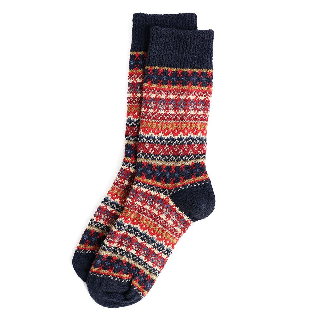 Cotton Fair Isle Crew Socks - Famous | Online Store