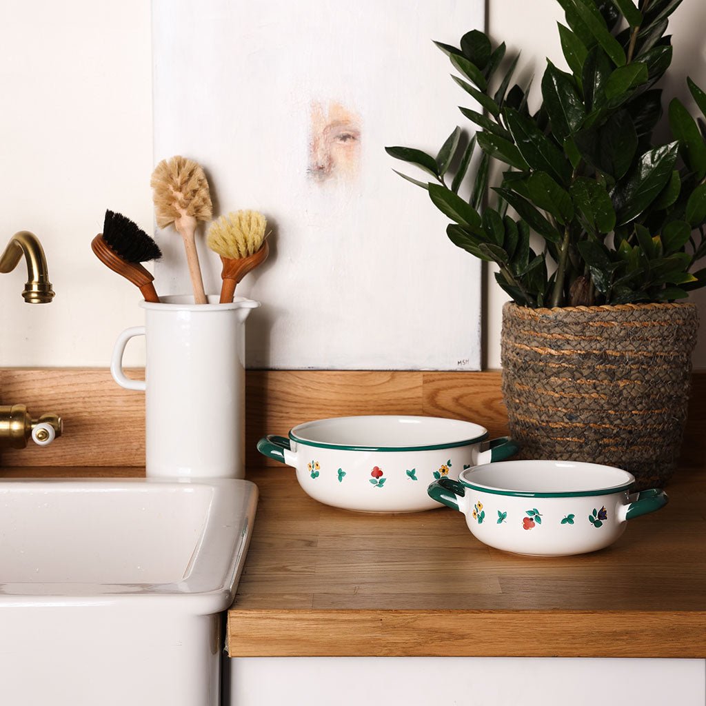 Enamel Farmers Bowl: Floral Design - Famous | Online Store
