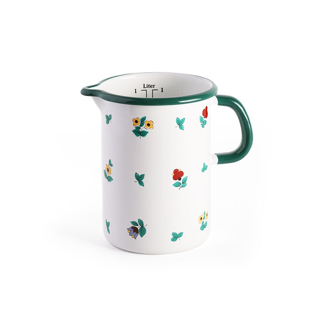 Enamel Measuring Jug: Floral Design - Famous | Online Store