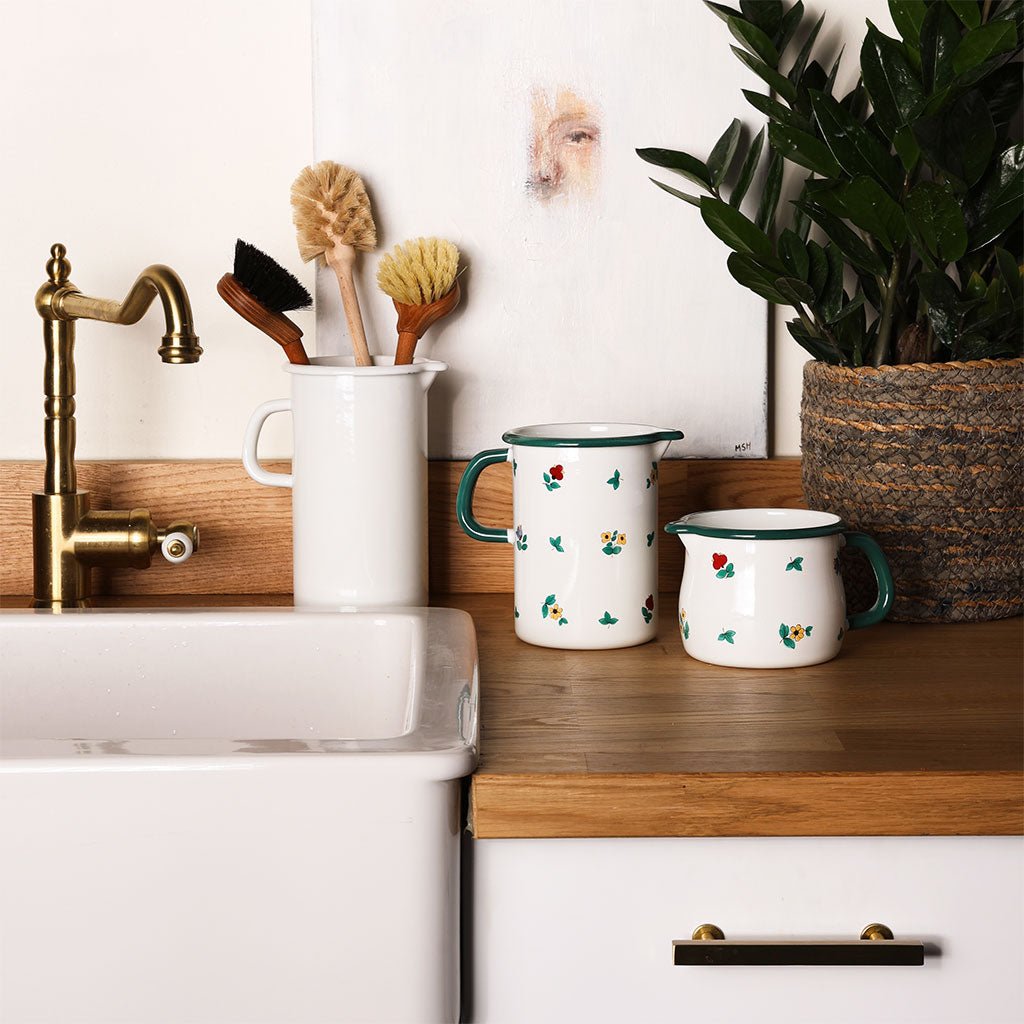 Enamel Pouring Jug: Floral Design - Famous | Online Store