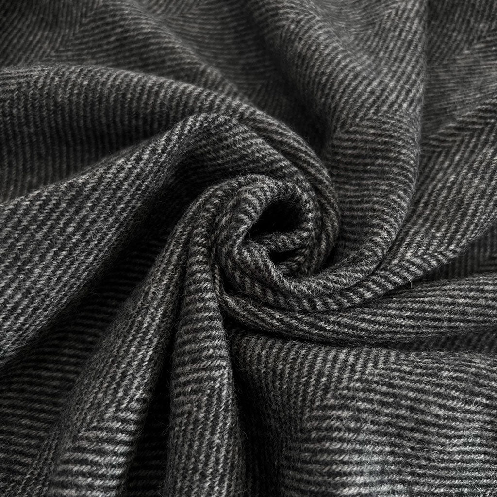 Graphite Herringbone Merino Lambswool Blanket - Famous | Online Store