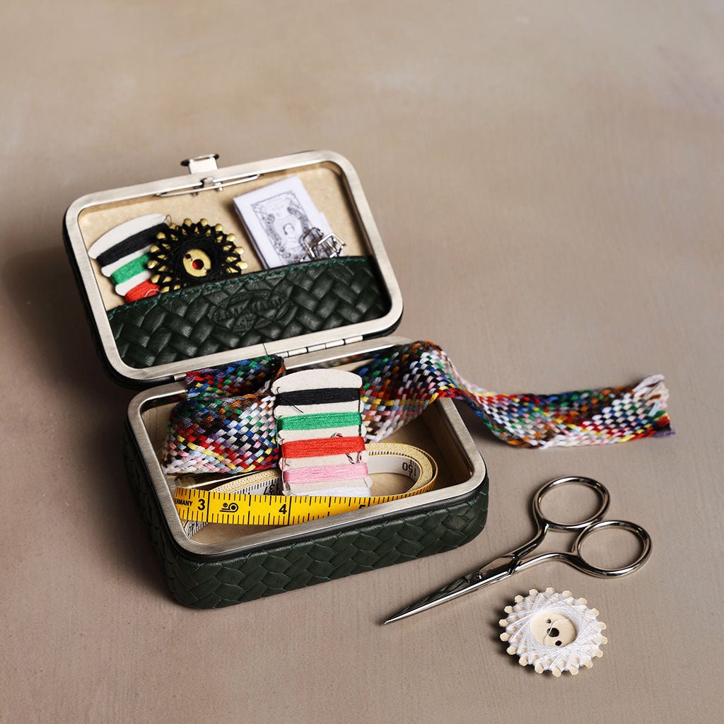 Green Leather Framed Sewing Set - Famous | Online Store