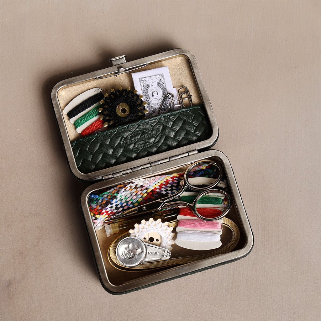 Green Leather Framed Sewing Set - Famous | Online Store