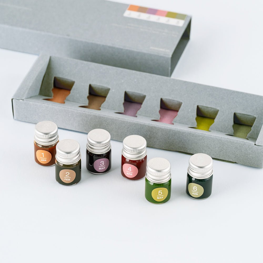 Kakimori x TSUKI no IRO: Mini Ink Bottle Set (Jan-Jun) - Famous | Online Store