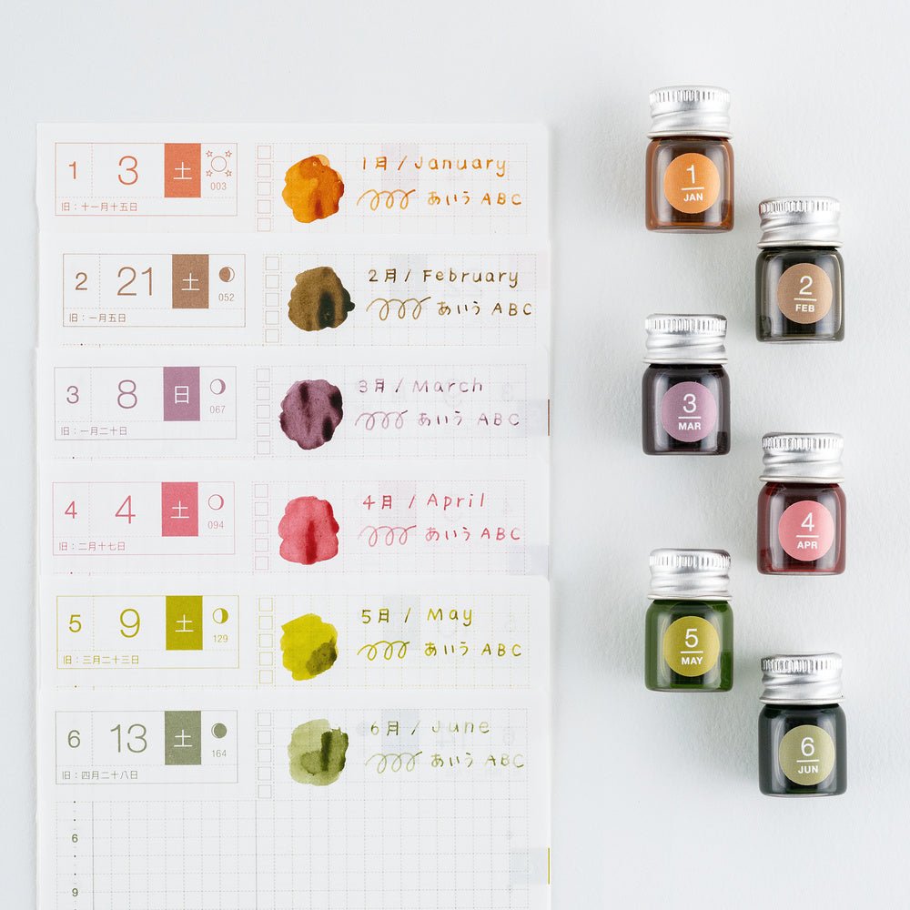 Kakimori x TSUKI no IRO: Mini Ink Bottle Set (Jan-Jun) - Famous | Online Store