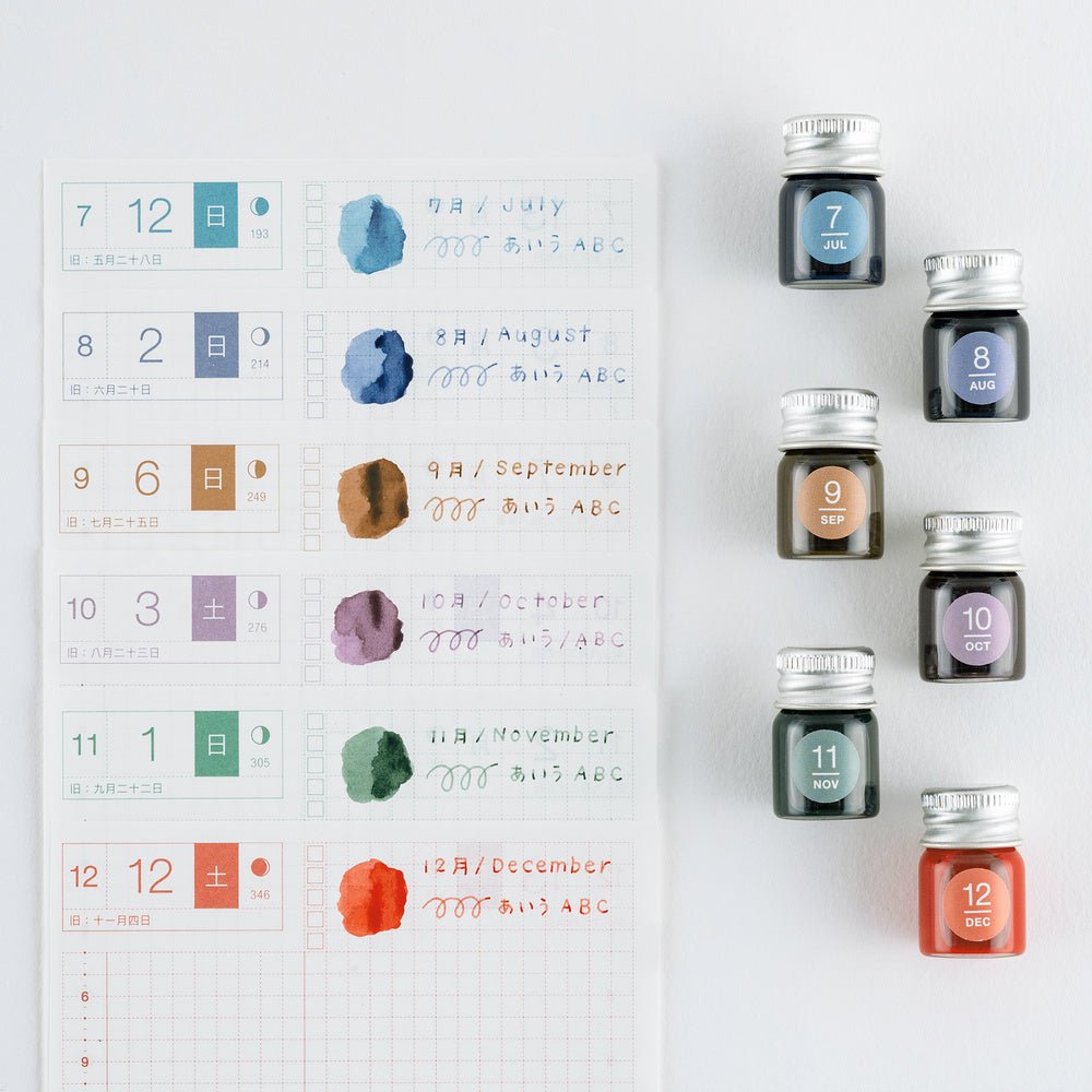 Kakimori x TSUKI no IRO: Mini Ink Bottle Set (Jul-Dec) - Famous | Online Store