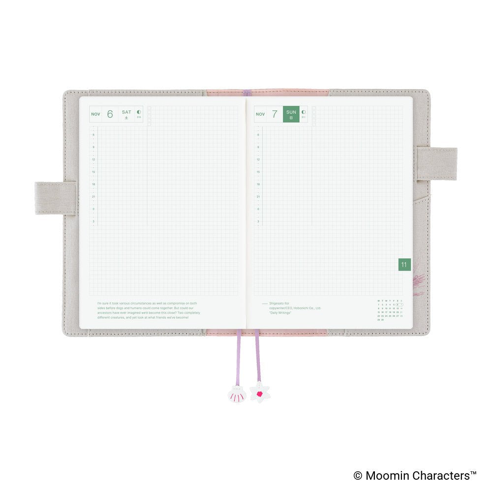 Hobonichi Techo Cover Cousin A5 - Moomin: My Yard (Pink Gray) - Famous | Online Store
