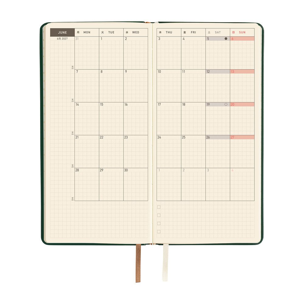 Hobonichi Techo Weeks 2027 - Leather: Forest Green - Famous | Online Store