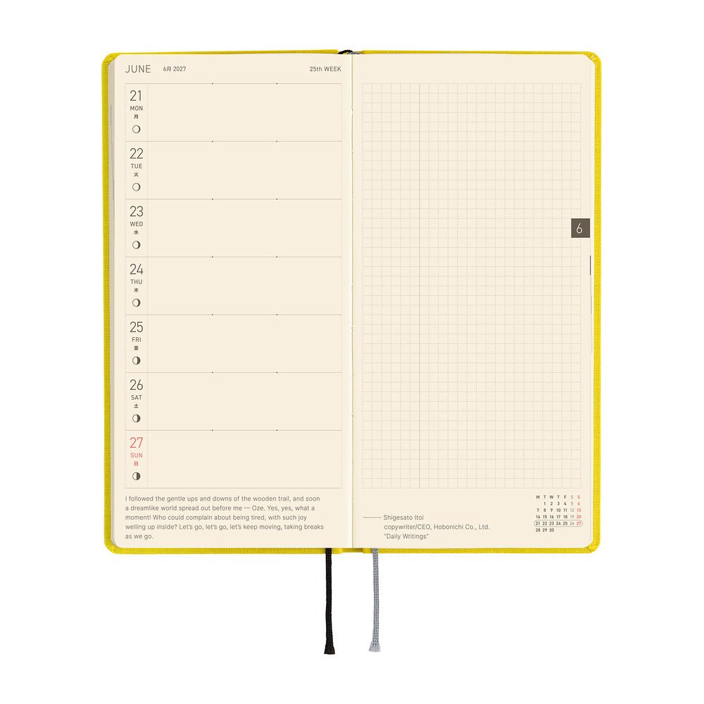 Hobonichi Techo Weeks Mega 2027 - Colors: Canaria Yellow - Famous | Online Store