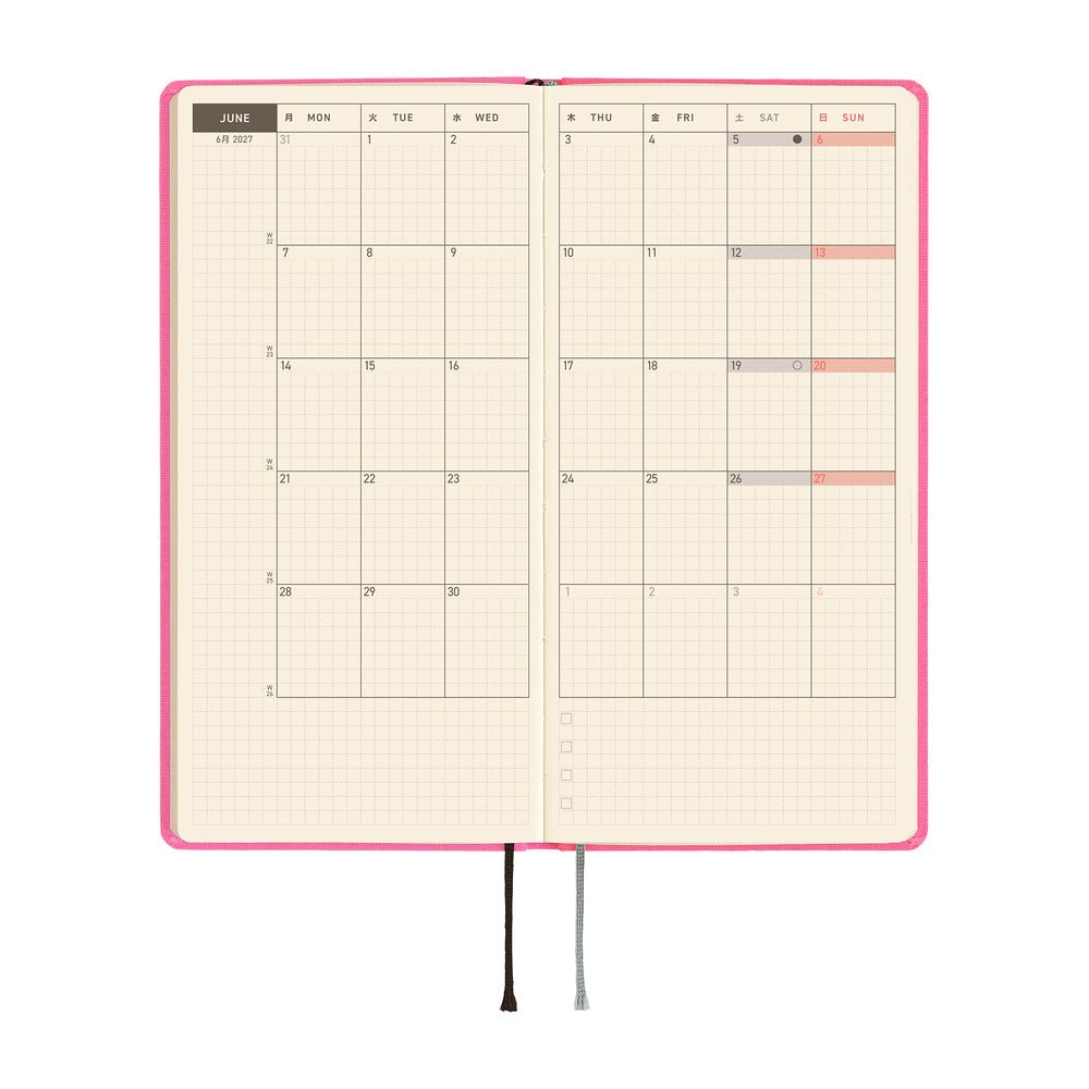 Hobonichi Techo Weeks Mega 2027 - Colors: Pink Sapphire - Famous | Online Store