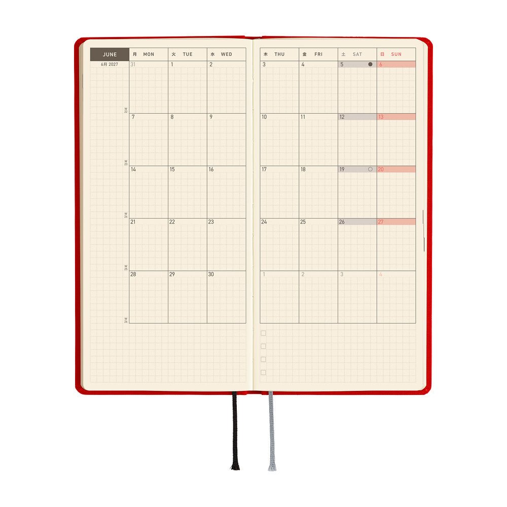 Hobonichi Techo Weeks Mega 2027 - Colors: Poppy Red - Famous | Online Store