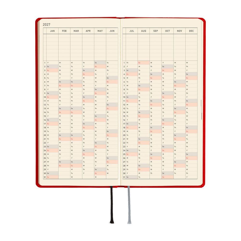 Hobonichi Techo Weeks Mega 2027 - Colors: Poppy Red - Famous | Online Store