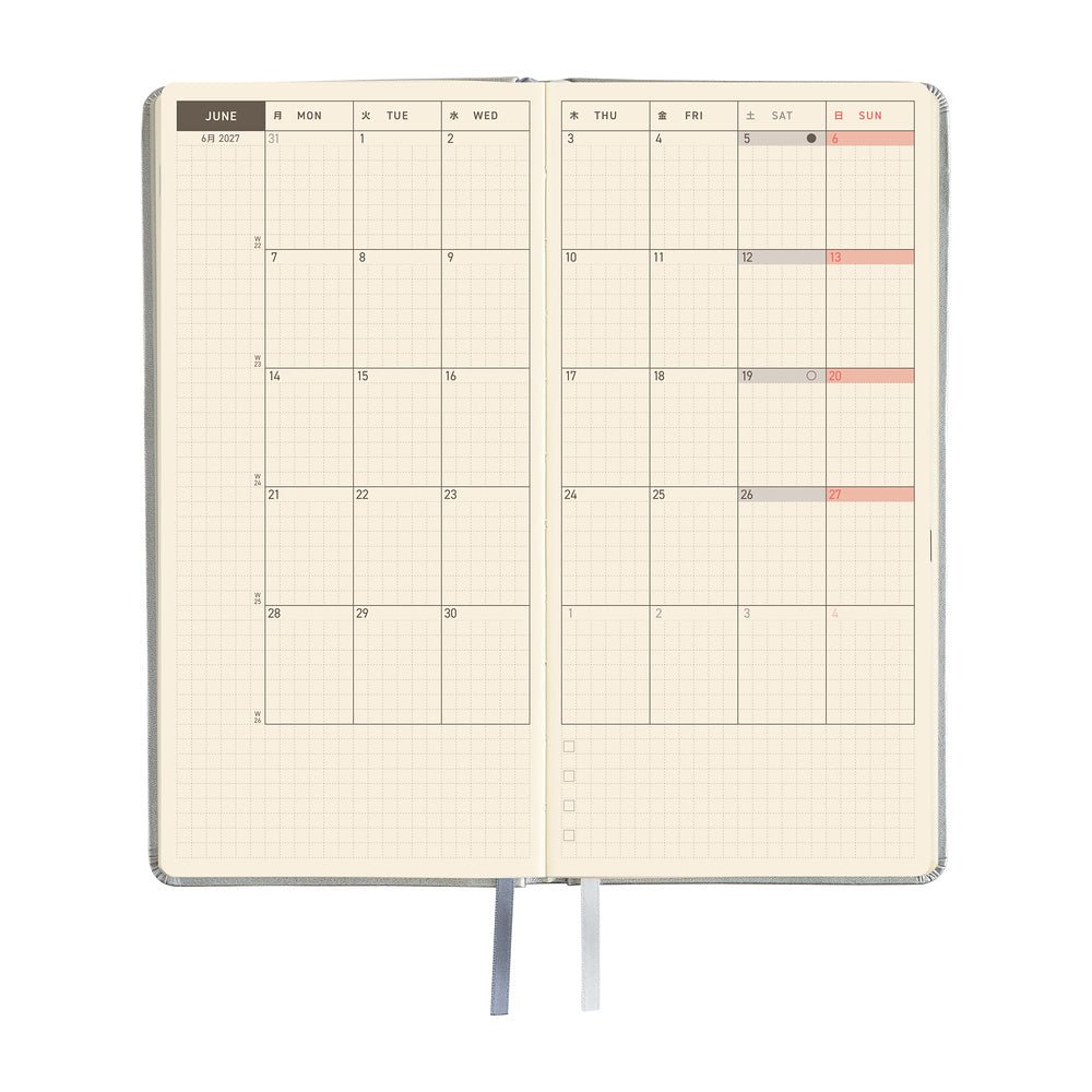 Hobonichi Techo Weeks 2027 - Leather: Noble Silver - Famous | Online Store