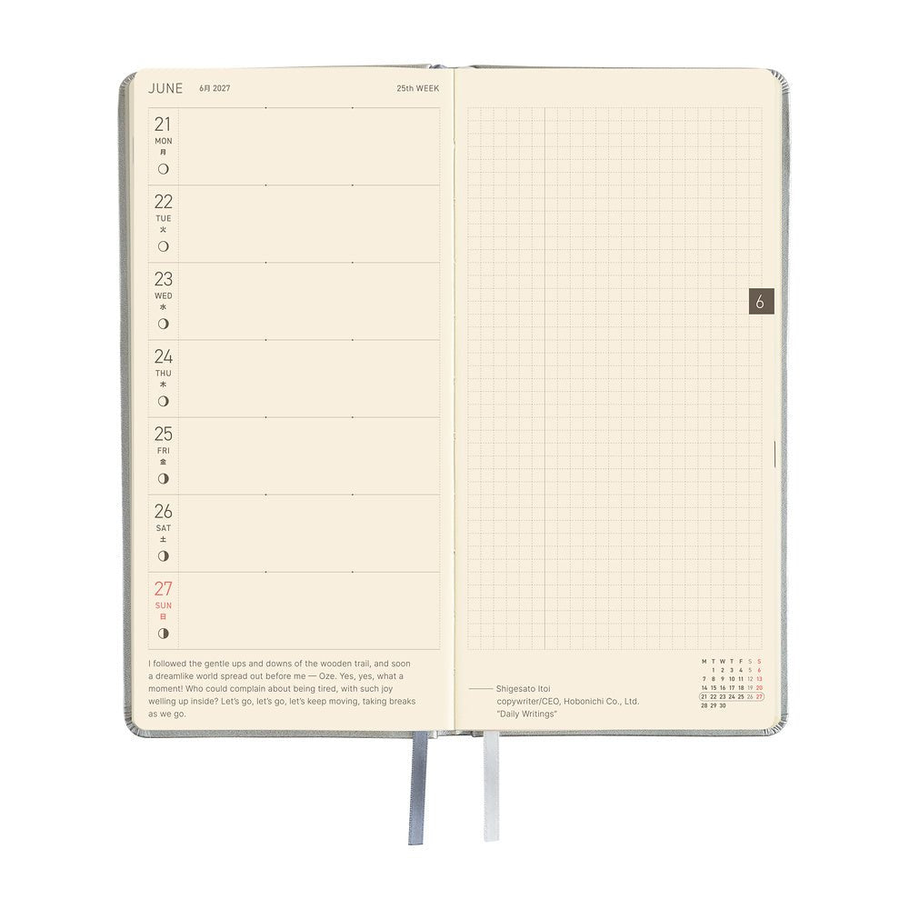 Hobonichi Techo Weeks 2027 - Leather: Noble Silver - Famous | Online Store