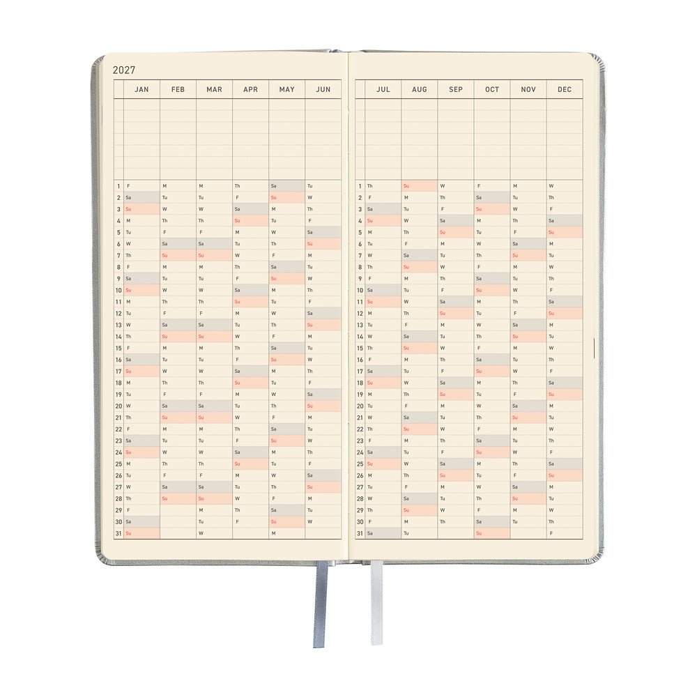 Hobonichi Techo Weeks 2027 - Leather: Noble Silver - Famous | Online Store