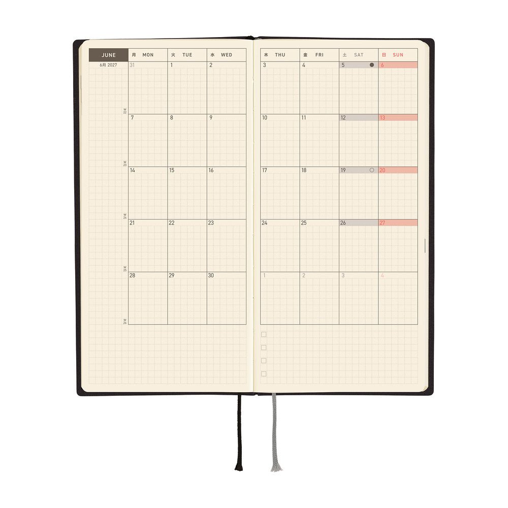 Hobonichi Techo Weeks 2027 - White Line: Black - Famous | Online Store