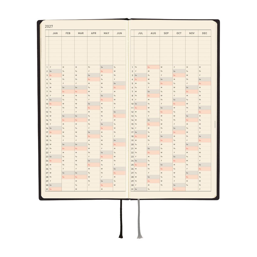 Hobonichi Techo Weeks 2027 - White Line: Black - Famous | Online Store
