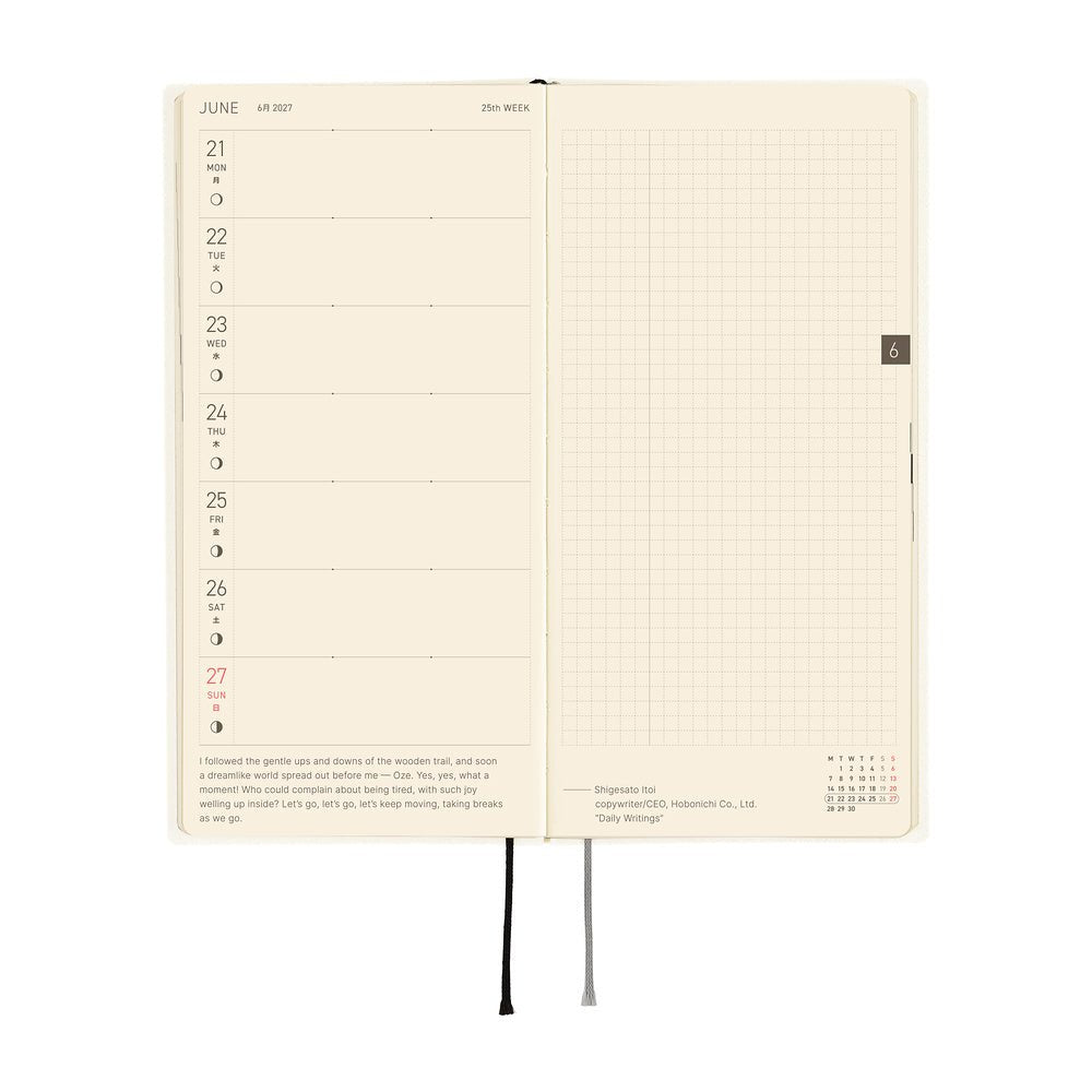 Hobonichi Techo Weeks 2027 - White Line: Ivory - Famous | Online Store