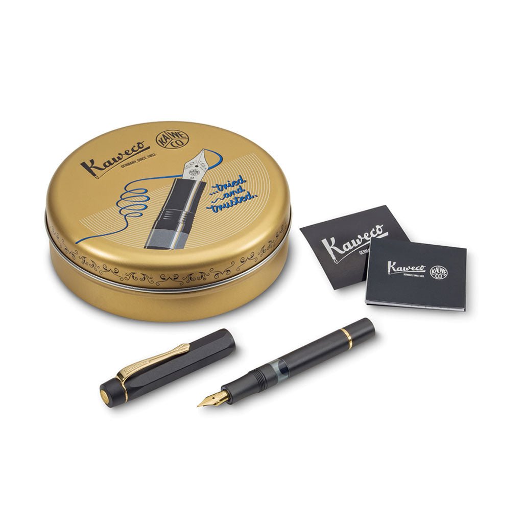 Kaweco Piston Sport AL Fountain Pen in Black/Gold - Famous | Online Store