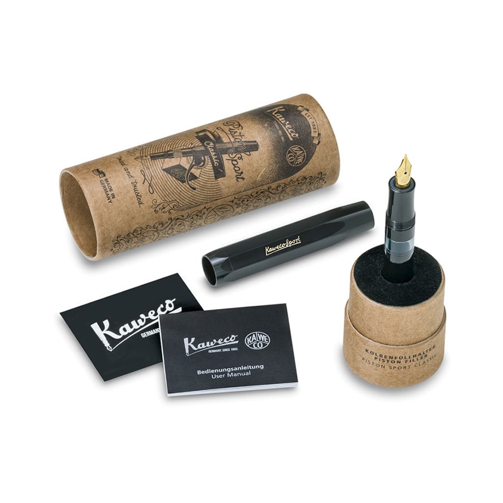 Kaweco Piston Sport Classic Fountain Pen in Black/Gold - Famous | Online Store