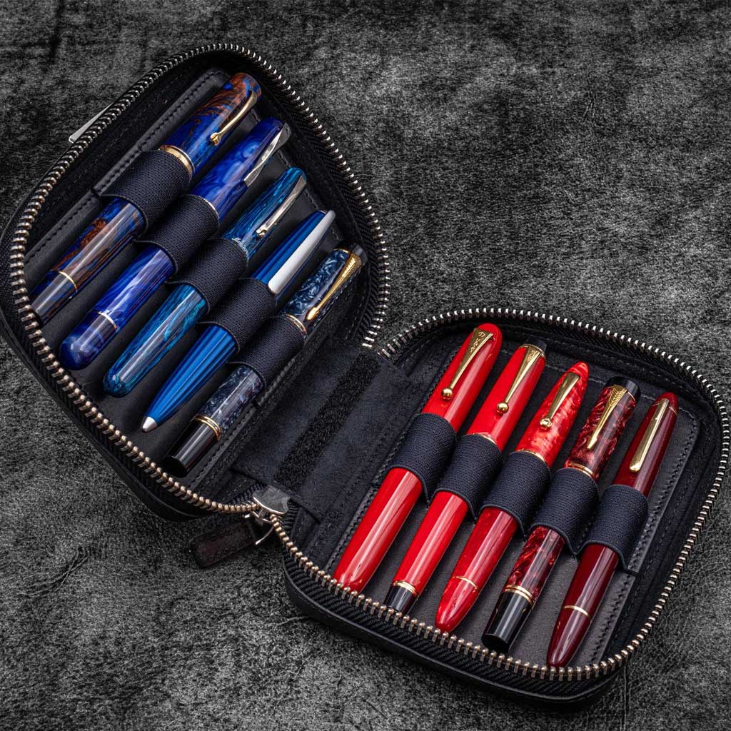 Leather Expansi-Pouch Wide 10-Slot Pen Case - Famous | Online Store