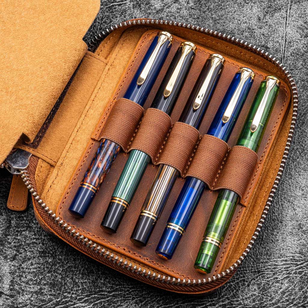 Leather Expansi-Pouch Wide 10-Slot Pen Case - Famous | Online Store