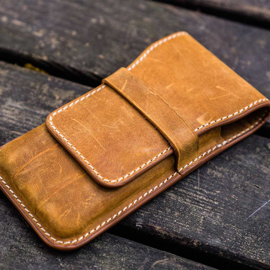 Leather Flap Pen Case for Three Pens - Famous | Online Store
