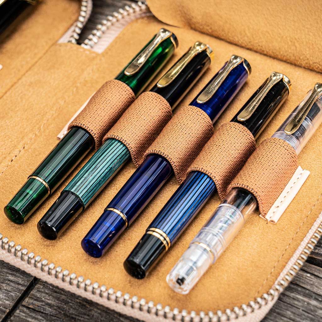 Leather Zippered 10-Slot Pen Case - Famous | Online Store