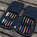 Leather Zippered 10-Slot Pen Case - Famous | Online Store