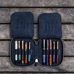 Leather Zippered 10-Slot Pen Case - Famous | Online Store