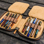 Leather Zippered 10-Slot Pen Case - Famous | Online Store