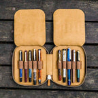 Leather Zippered 10-Slot Pen Case - Famous | Online Store