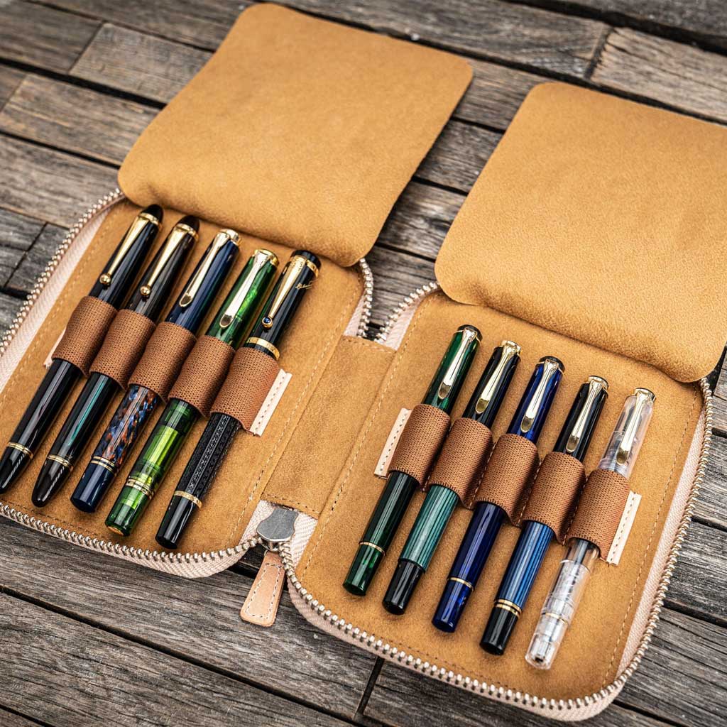 Leather Zippered 10-Slot Pen Case - Famous | Online Store