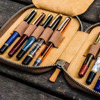 Leather Zippered 10-Slot Pen Case - Famous | Online Store
