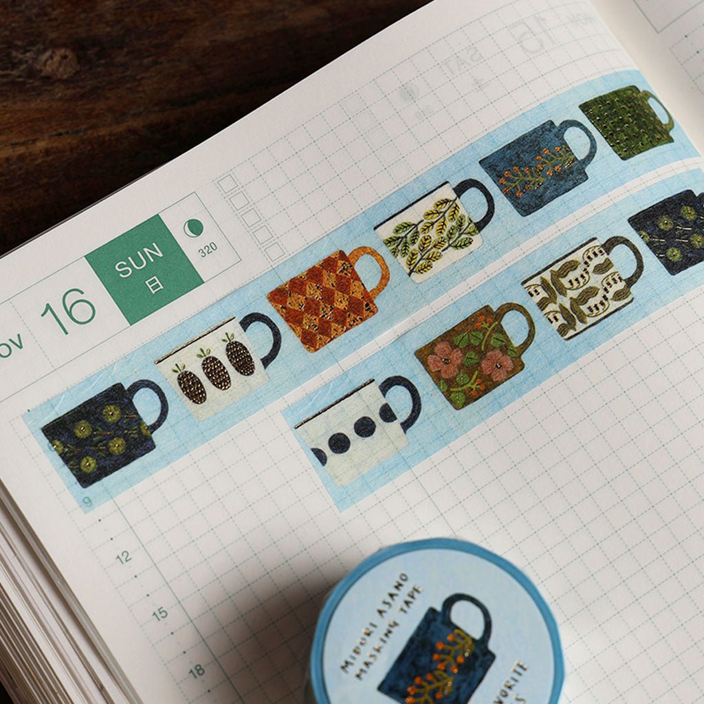 Midori Asano My Favorite Mugs Washi Tape - Famous | Online Store