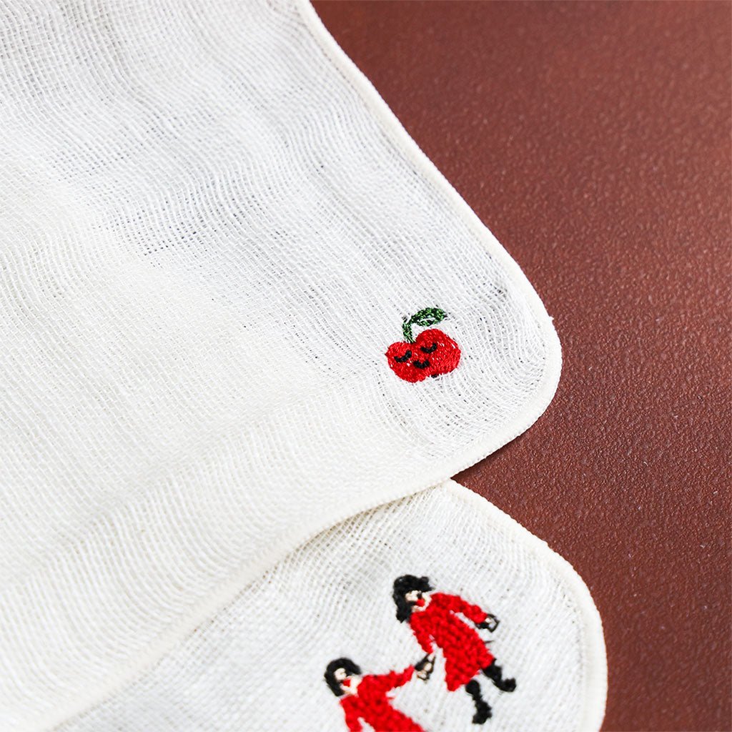 Mitsou Linen Gauze Embroidered Handkerchief - Famous | Online Store