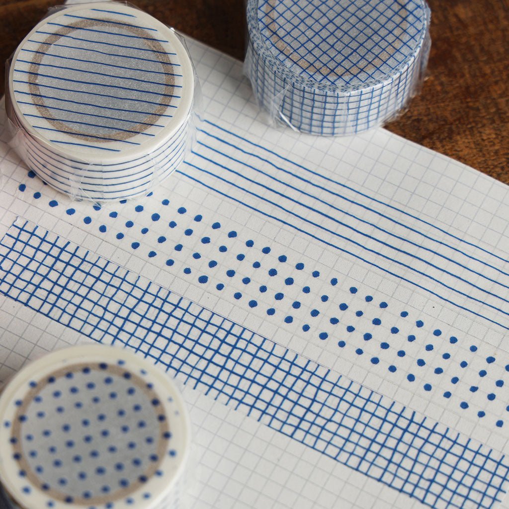 Mitsou Washi Tape - Check / Blue - Famous | Online Store