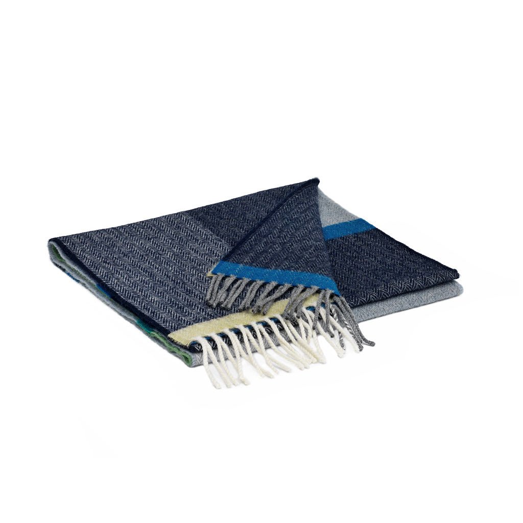 Navy and Smoke Merino Lambswool Scarf - Famous | Online Store