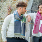 Navy and Smoke Merino Lambswool Scarf - Famous | Online Store