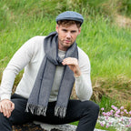 Navy Herringbone Merino Lambswool Scarf - Famous | Online Store