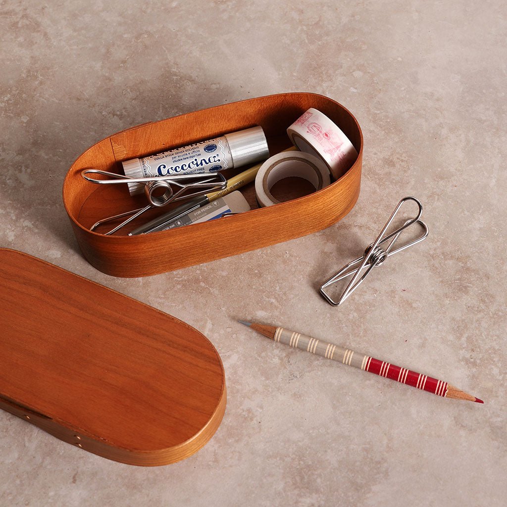 Oval Wood Eyeglass Case