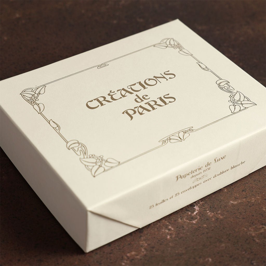 Rossi Cream Florentine Paper Stationery Set, Box of 25