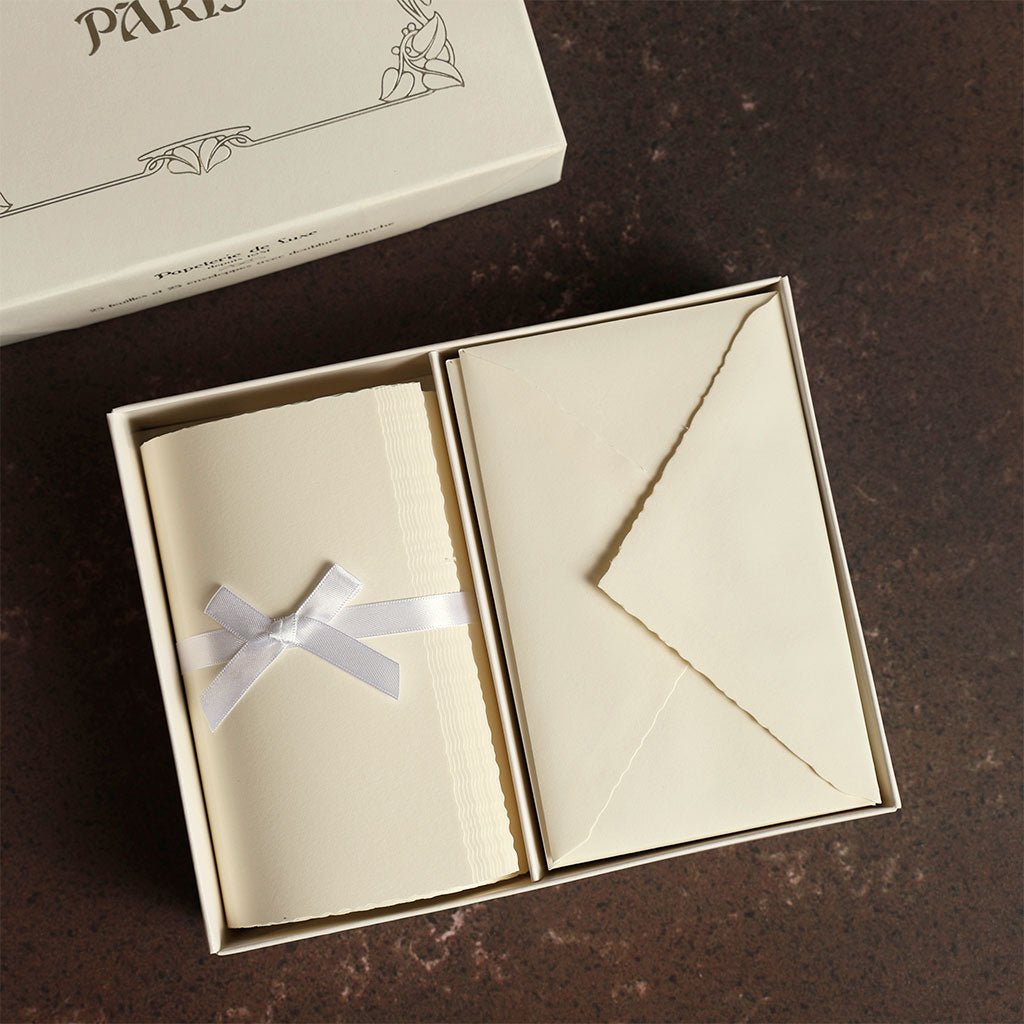 Rossi Cream Florentine Paper Stationery Set, Box of 25